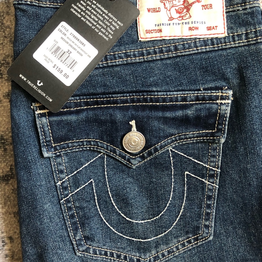 True Religion Blue Jeans with Signature Design